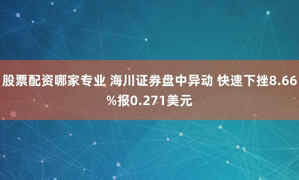 股票配资哪家专业 海川证券盘中异动 快速下挫8.66%报0.271美元